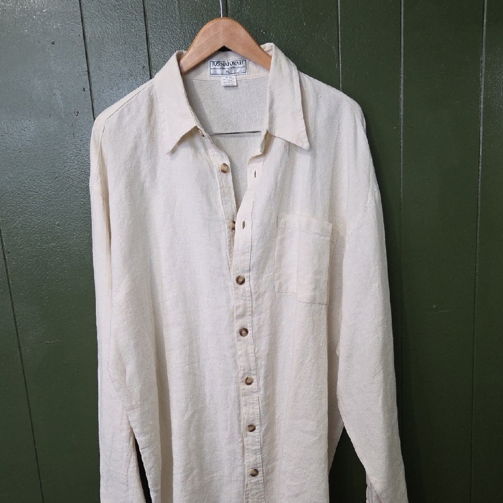 Cream linen Button-Up Shirt Size XL